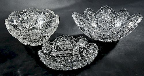Three Brilliant Period Cut Glass Bowls