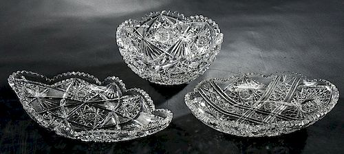 Two Brilliant Period Cut Glass Bowls, Tray