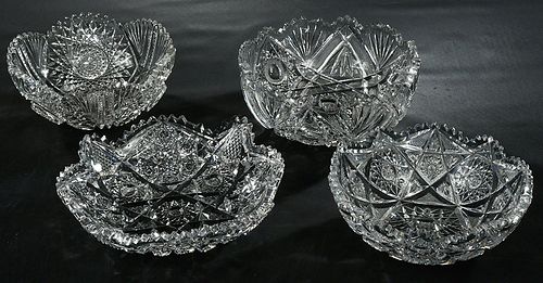 Four Brilliant Period Cut Glass Bowls