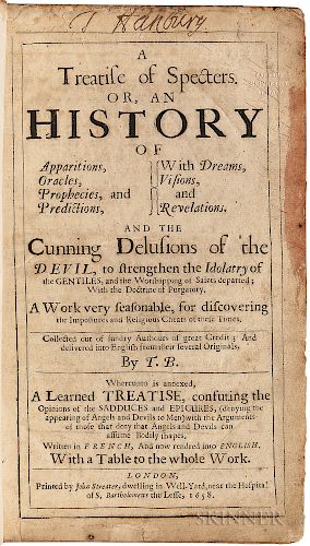 Bromhall, Thomas (fl. circa 1658) A Treatise of Specters. Or, an History of Apparitions, Oracles, Prophecies, and Predictions.