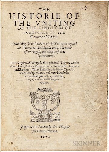Conestaggio, Girolamo (1530-c. 1616) trans. Edward Blount (1562-1632) The Historie of the Vniting of the Kingdom of Portvgall to the Cr