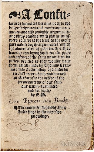 Cranmer, Thomas (1489-1556) A Confutatio[n] of Unwritte[n] Verities.