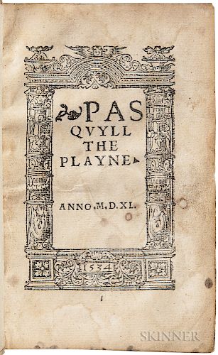 Elyot, Sir Thomas (1490?-1546) Pasquyll the Playne.