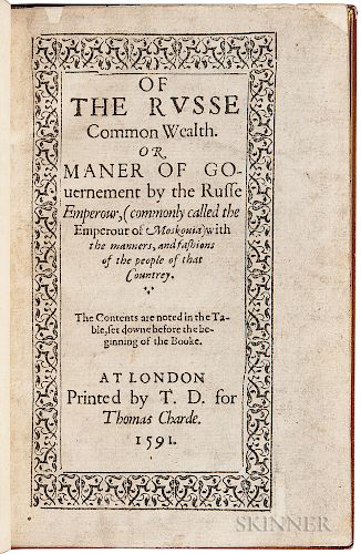 Fletcher, Giles (1549?-1611) The Russe Common Wealth, or Maner of Gouernement by the Russe Emperour, (commonly called the Emperour of M