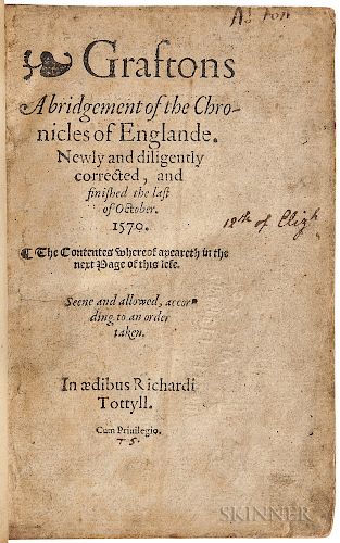 Grafton, Richard (1572?) Graftons Abridgement of the Chronicles of Englande.
