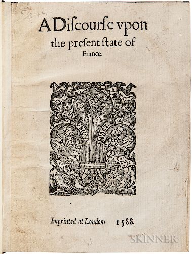 Hurault, Michel (d. 1592) A Discourse upon the Present State of France.