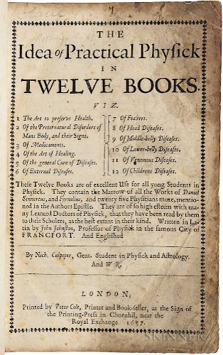 Jonstonus, Joannes (1603-1675) The Idea of Practical Physick in Twelve Books.