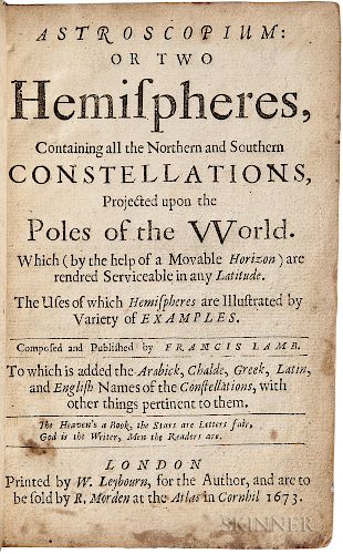Lamb, Francis (fl. circa 1673) Astroscopium: or Two Hemispheres, Containing all the Northern and Southern Constellations.