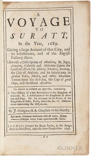 Ovington, John (1653-1731) A Voyage to Suratt, in the Year, 1689.