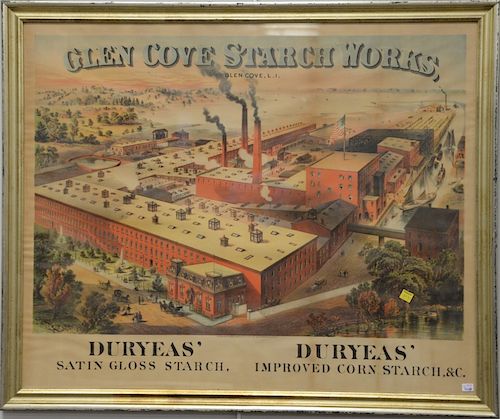 Two piece lot to include Glen Cove Starch works Chromolithograph and  a Currier & Ives lithograph "Amelia".