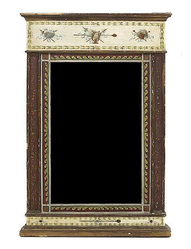 An Italian Neoclassical Style Painted Mirror, 43 3/4 x 29 1/2 inches.