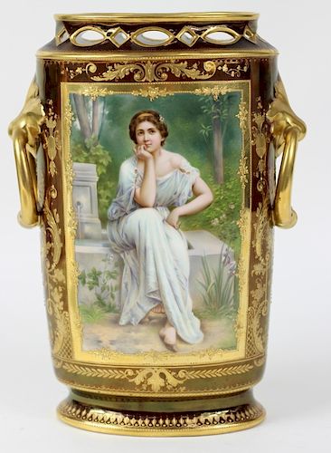 Royal Vienna Porcelain Vase. Signed Wagner.