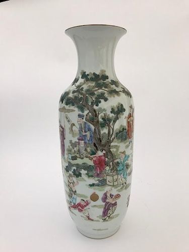 Chinese Porcelain Village Scene Vase.
