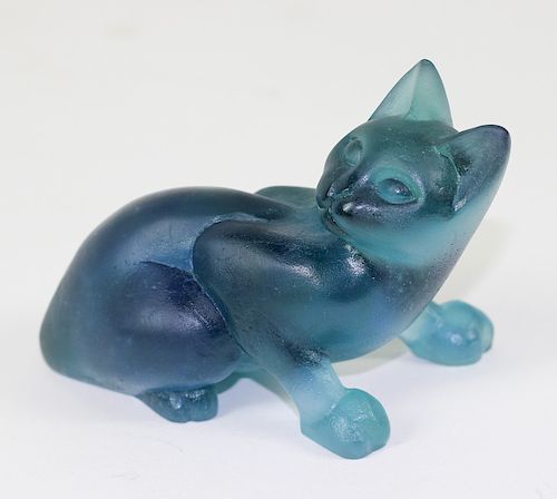 Daum Pate de Verre French Art Glass Cat Figurine