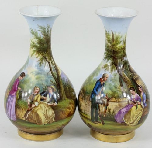 20th Century European Hand Painted Mantle Vases