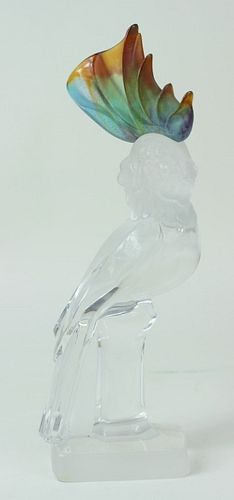 Daum France Crystal Pate de Verre Cockatoo Figure