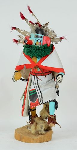20th C. H/P Carved Wooden Hopi Rugan Kachina Doll