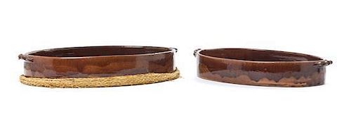Two Mexican Pottery Serving Articles, Width of largest 19 1/4 inches.