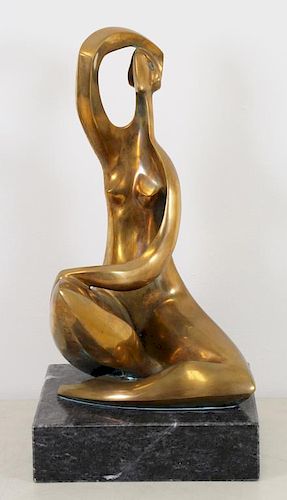 KAHN, Isaac. Polished Bronze Sculpture. Seated