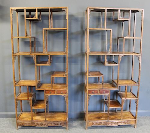 Pair of Chinese Hardwood Display Cabinets.