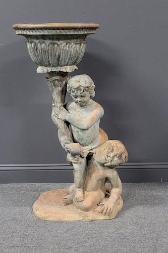 Antique Patinated Bronze Figural Planter.