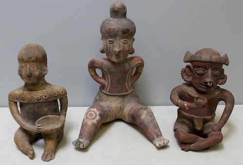 Group of Three Large Pre Columbian Figures.