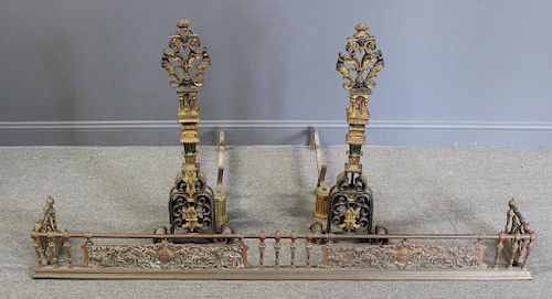 Magnificent Pair of Wrought Iron and Bronze