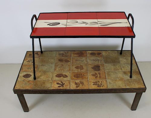 CAPRON, Roger. 2 Ceramic and Iron Tables.
