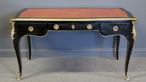 Louis XV Style Lacquered and Leather Top Bureau-