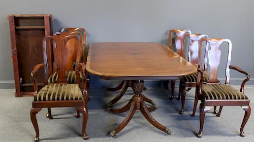 Beacon Hill Signed Mahogany Dining Table & Chairs