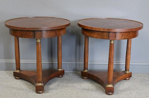 Pair of Baker Empire Style Round Tables.