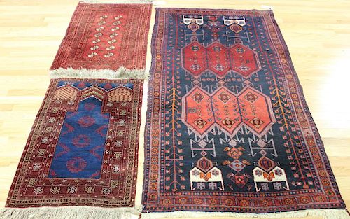 3 Vintage and Finely Hand Woven Area Carpets.