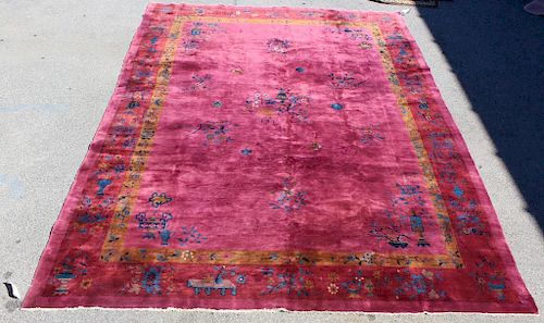 Art Deco and Finely Hand Woven Chinese Carpet .
