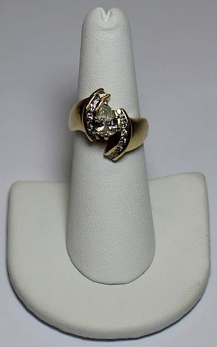 JEWELRY. 14kt Gold and Diamond Ring.