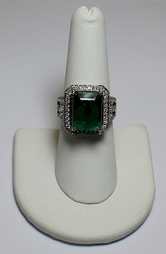 JEWELRY. 14kt Gold, 7+ Cttw Emerald, and Diamond