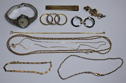 JEWELRY. Assorted Gold and Silver Grouping.