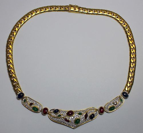JEWELRY. Signed 18kt Gold, Colored Gem, and