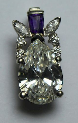 JEWELRY. 2.79 Cttw Pear-Shaped Diamond Pendant.
