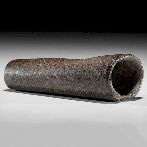 A Steatite Tube Pipe with Flared Bowl