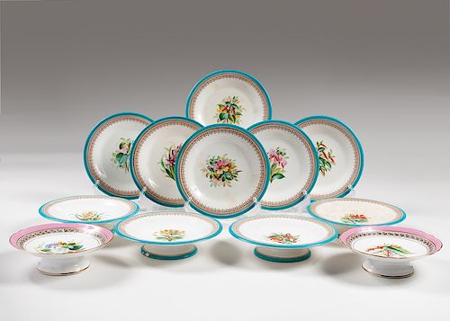 Porcelain Floral Compotes and Plates