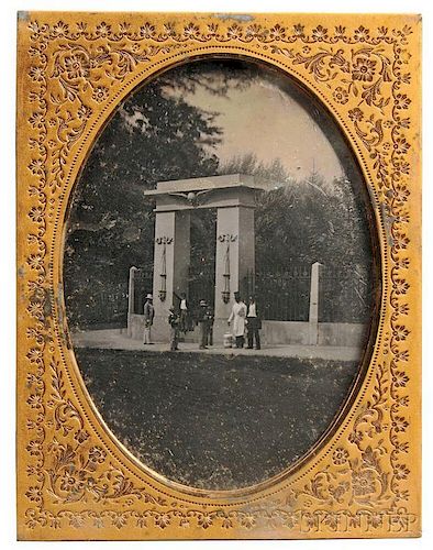 Half-plate Daguerreotype of the   Entrance to Touro Synagogue Cemetery, Newport, Rhode Island