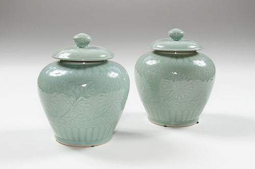 Pair Chinese Celadon Vases