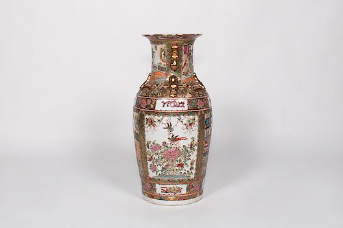 Chinese Rose Medallion Porcelain Floor Vase