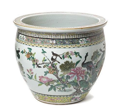 A Chinese Porcelain Jardiniere, Height 15 3/4 x diameter 18 3/8 inches.