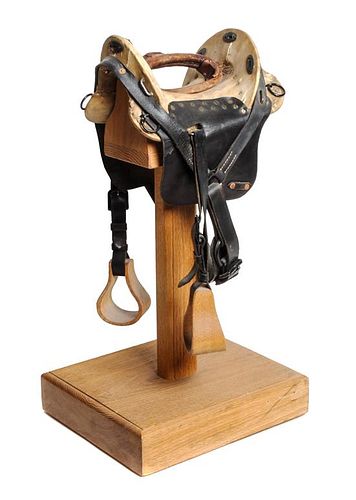 Miniature Western Rawhide and Leather Saddle Height overall 22 inches