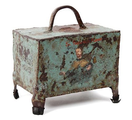 Mexican Painted Iron Collections Box Height 9 1/4 inches