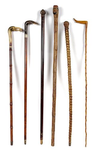 Collection of Six Canes Height of tallest 38 inches