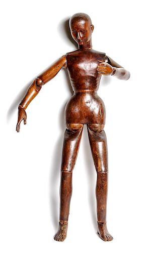 Large Reticulated Wood Male Figure Height 38 1/2 inches