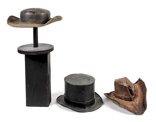 Three Decorative Hats Height of tallest (with stand) 24 inches