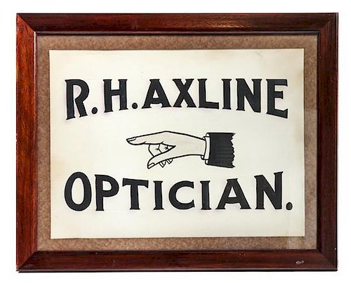 Vintage Optician's Trade Sign Framed: 17 1/2 x 22 inches
